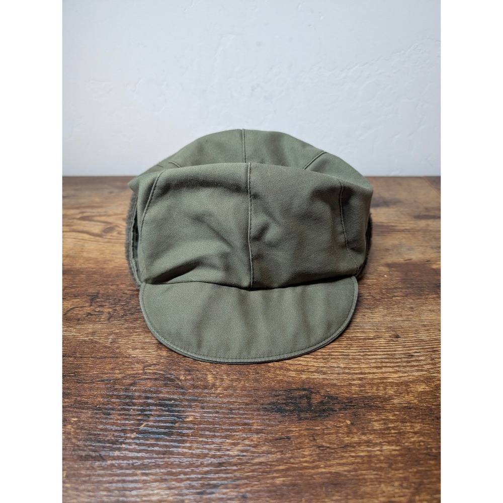 Vintage 1989 Dutch Military Cold Weather Field Cap Olive Green Ear Flaps Maat 56